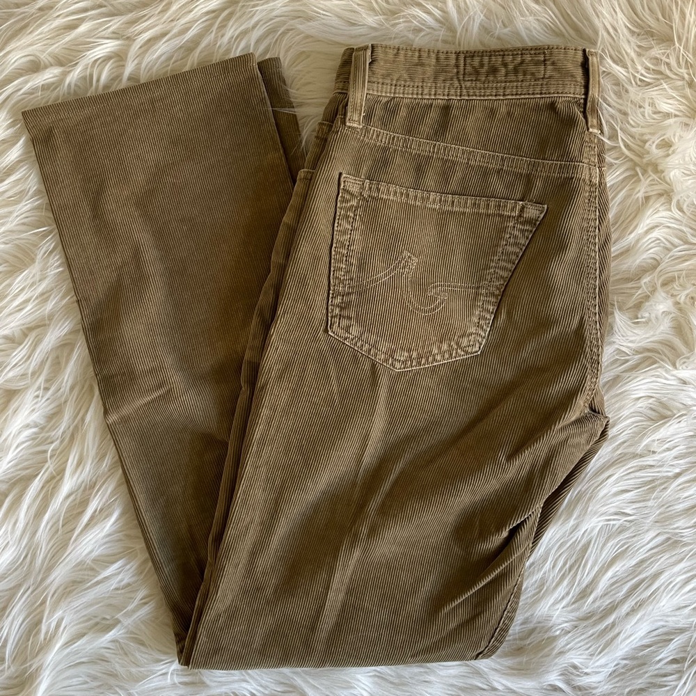 AG “The Graduate” tailored leg dark corduroy khaki pants